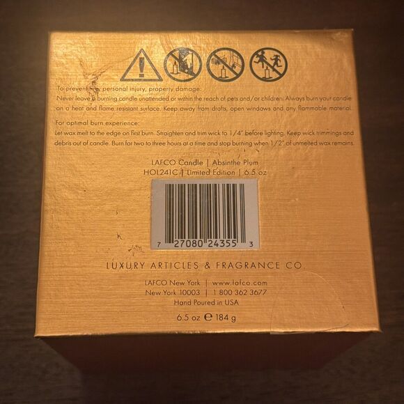 NEW LAFCO NY Absinthe Plum Luxury Candle 6.5 oz Fragranced Holiday 2024 UNSEALED - Picture 5 of 9